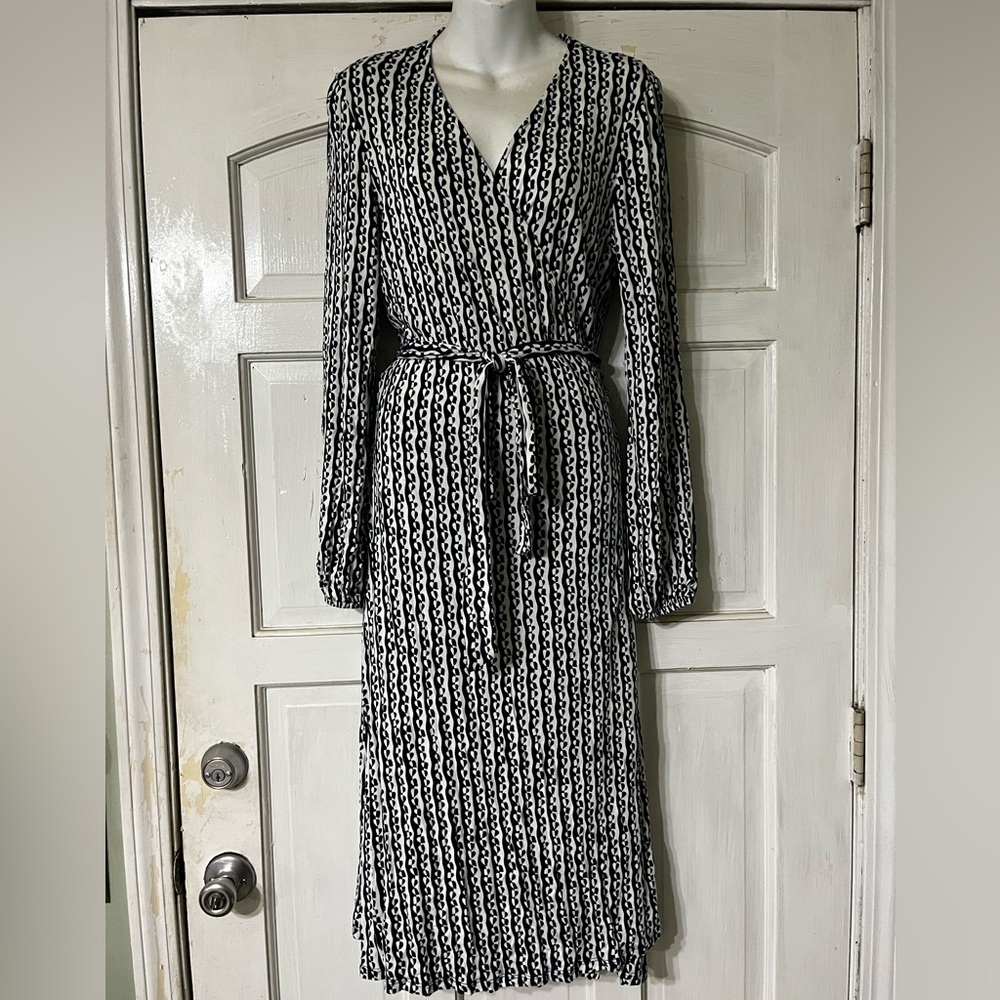 Boden Black and White Patterned Dress